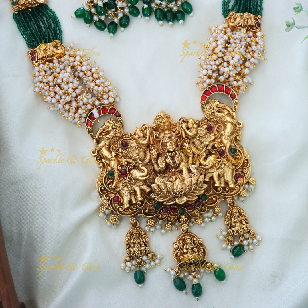 Exquisite Gold Plated Temple Long Necklace Set