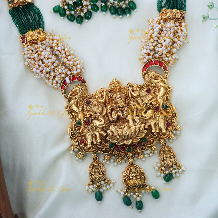 Exquisite Gold Plated Temple Long Necklace Set