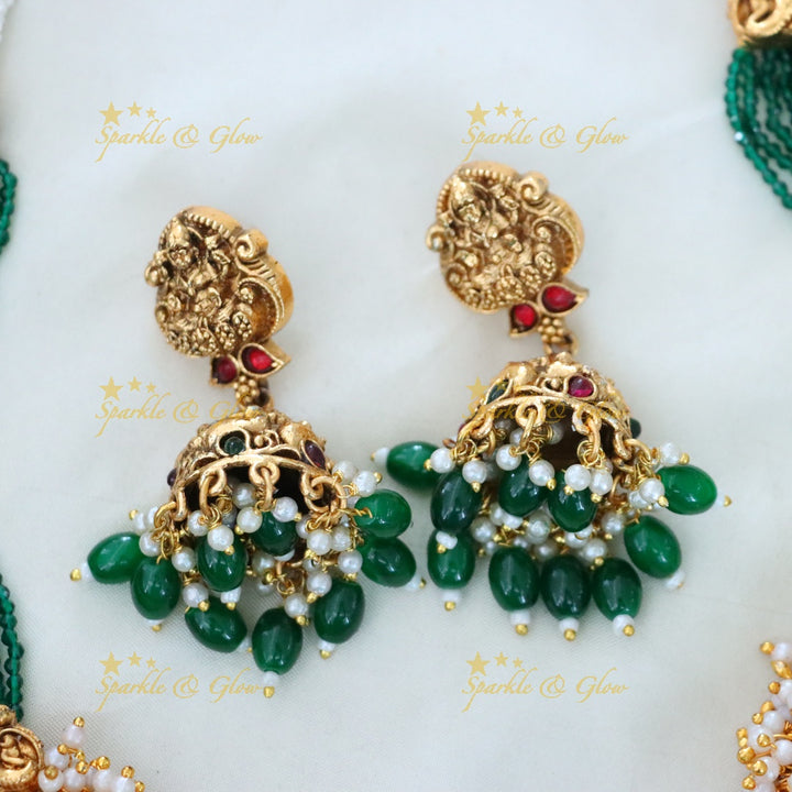 Exquisite Gold Plated Temple Long Necklace Set