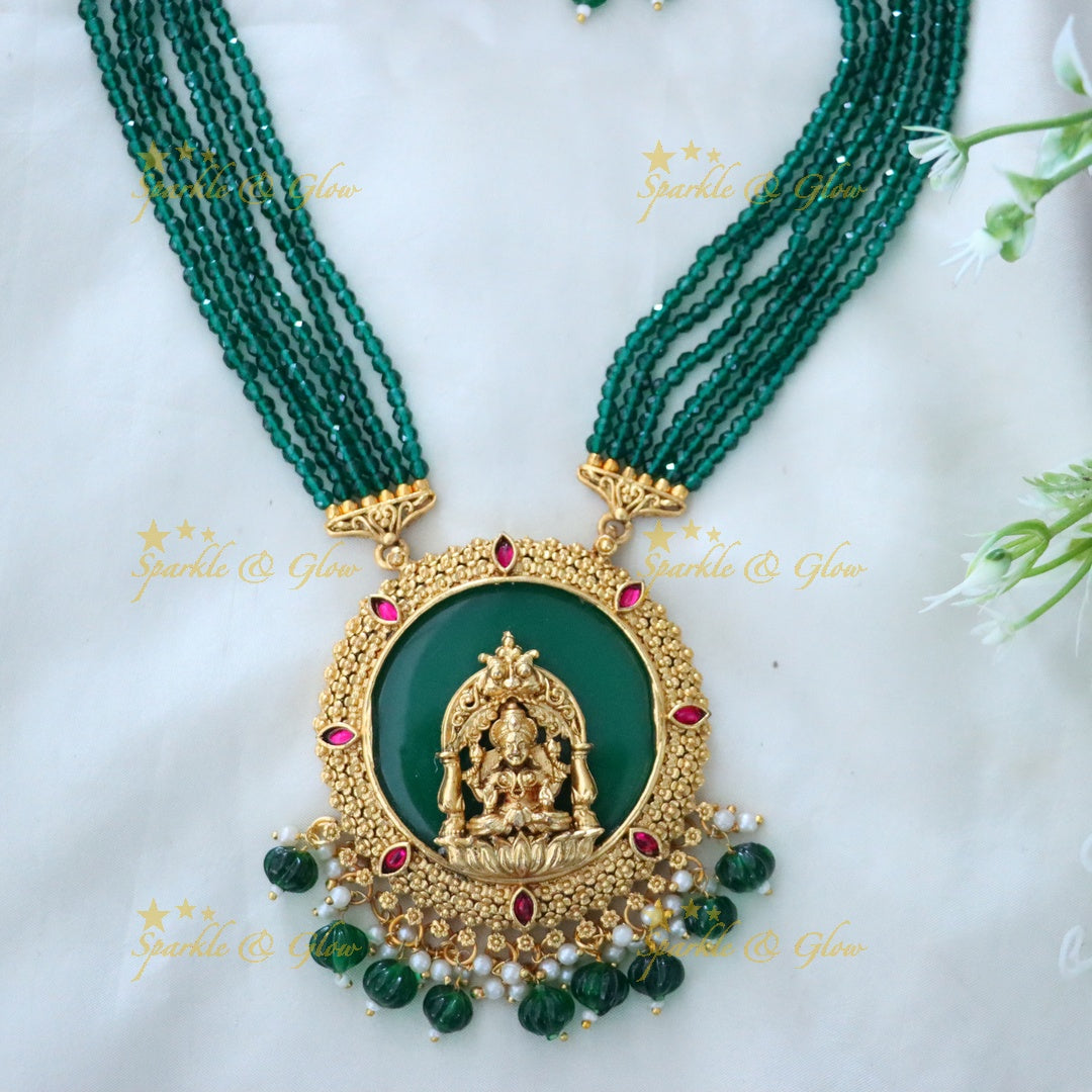 Exquisite Temple Necklace Set - Gold Finish
