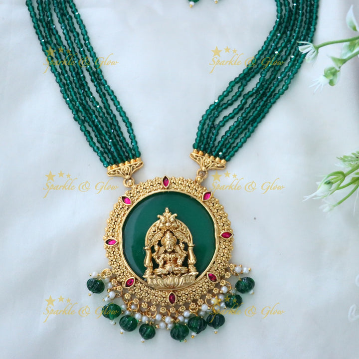 Exquisite Temple Necklace Set - Gold Finish