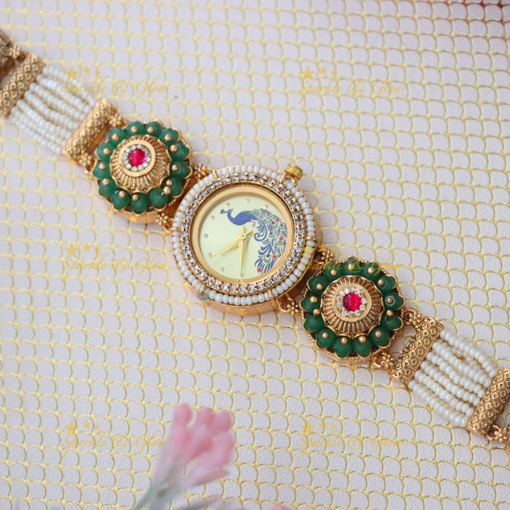 Heritage Peacock Gold Watch for Weddings