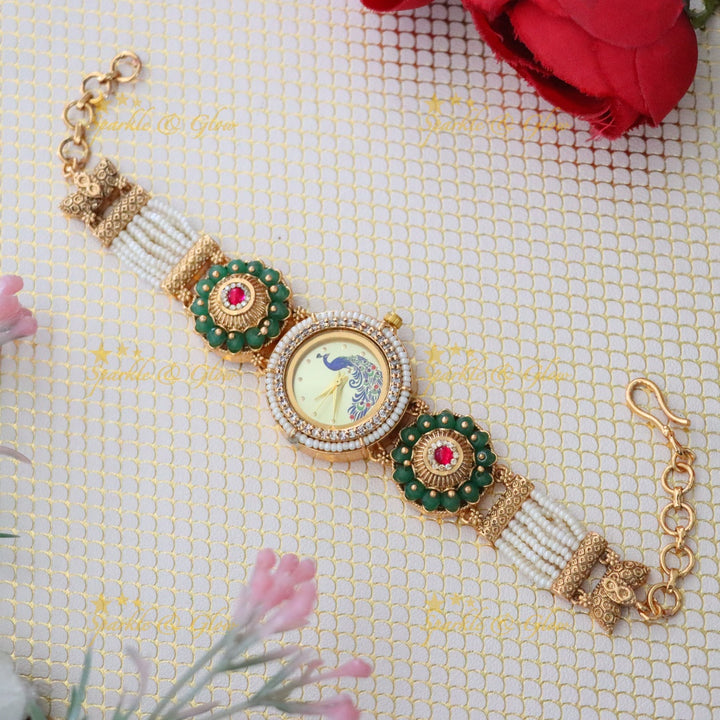 Heritage Peacock Gold Watch for Weddings