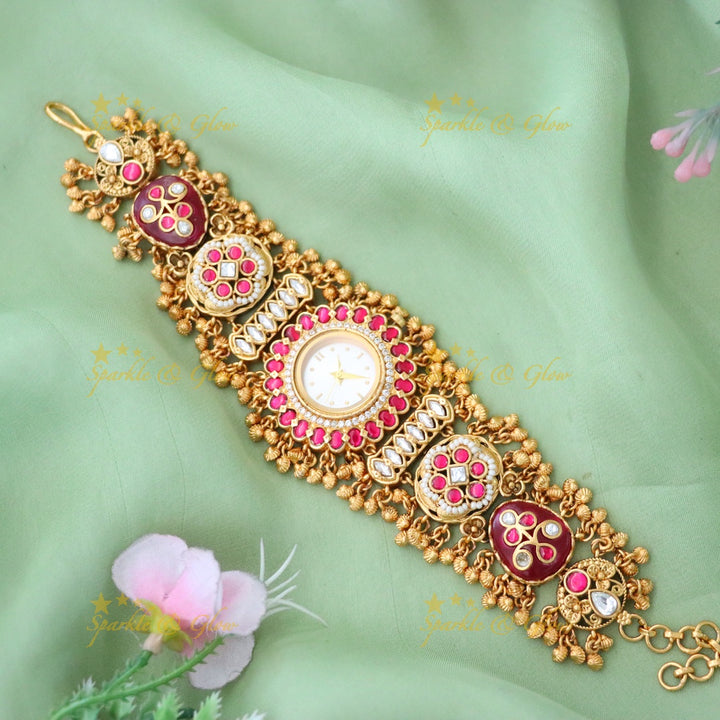 Kashmiri Gold Bridal Watch Bracelet - Heritage Elegance