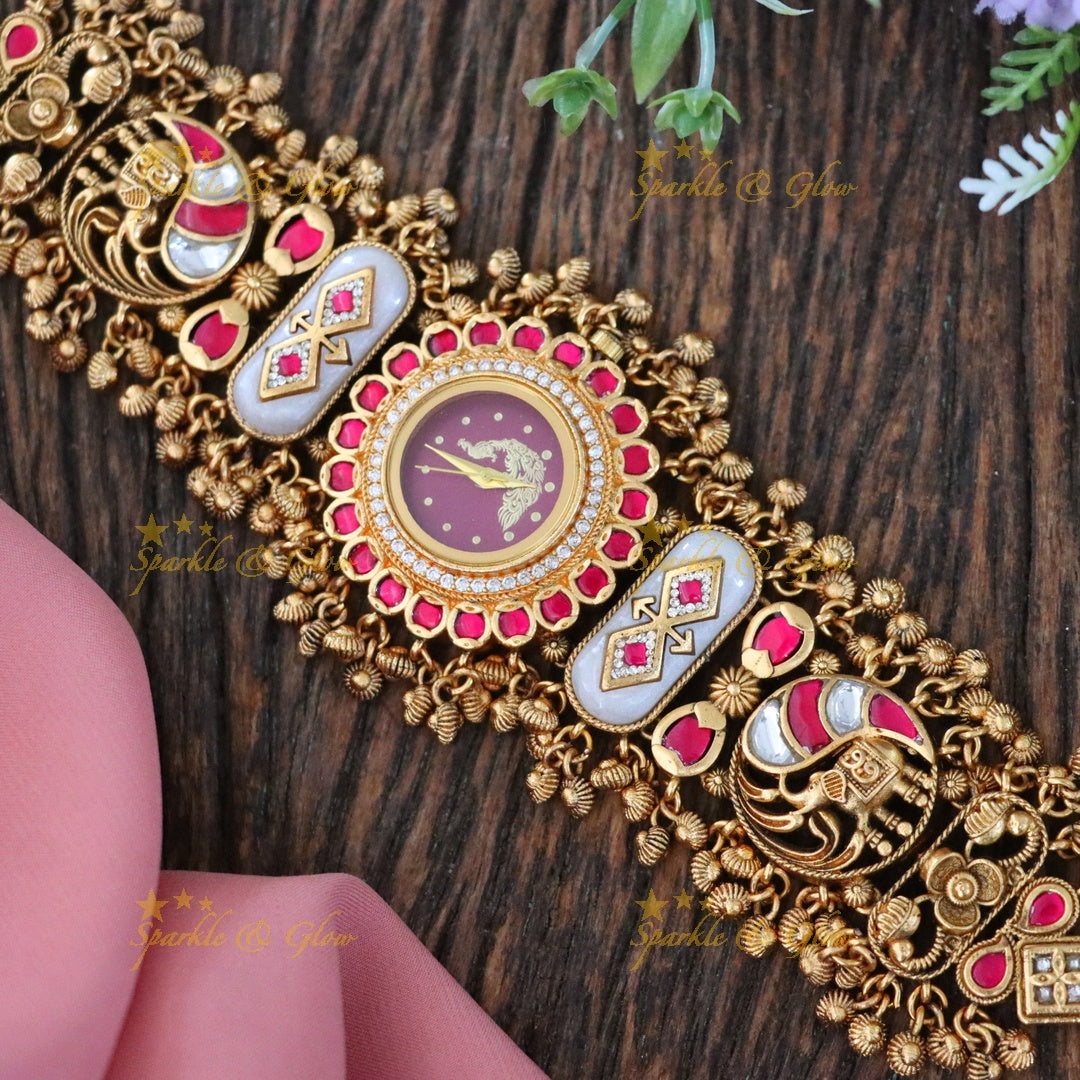 Kashmiri Gold Heritage Watch Bracelet | Elegant Design