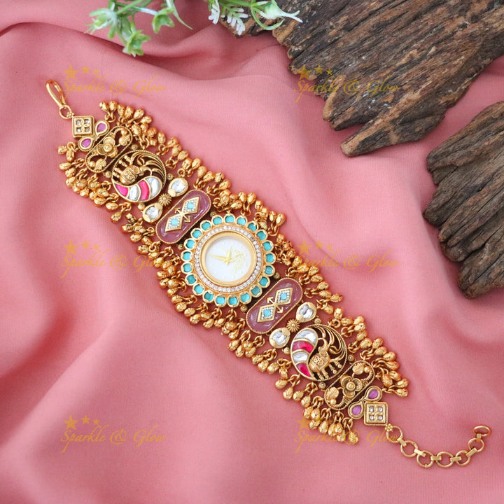 Kashmiri Gold Heritage Watch Bracelet | Elegant Design