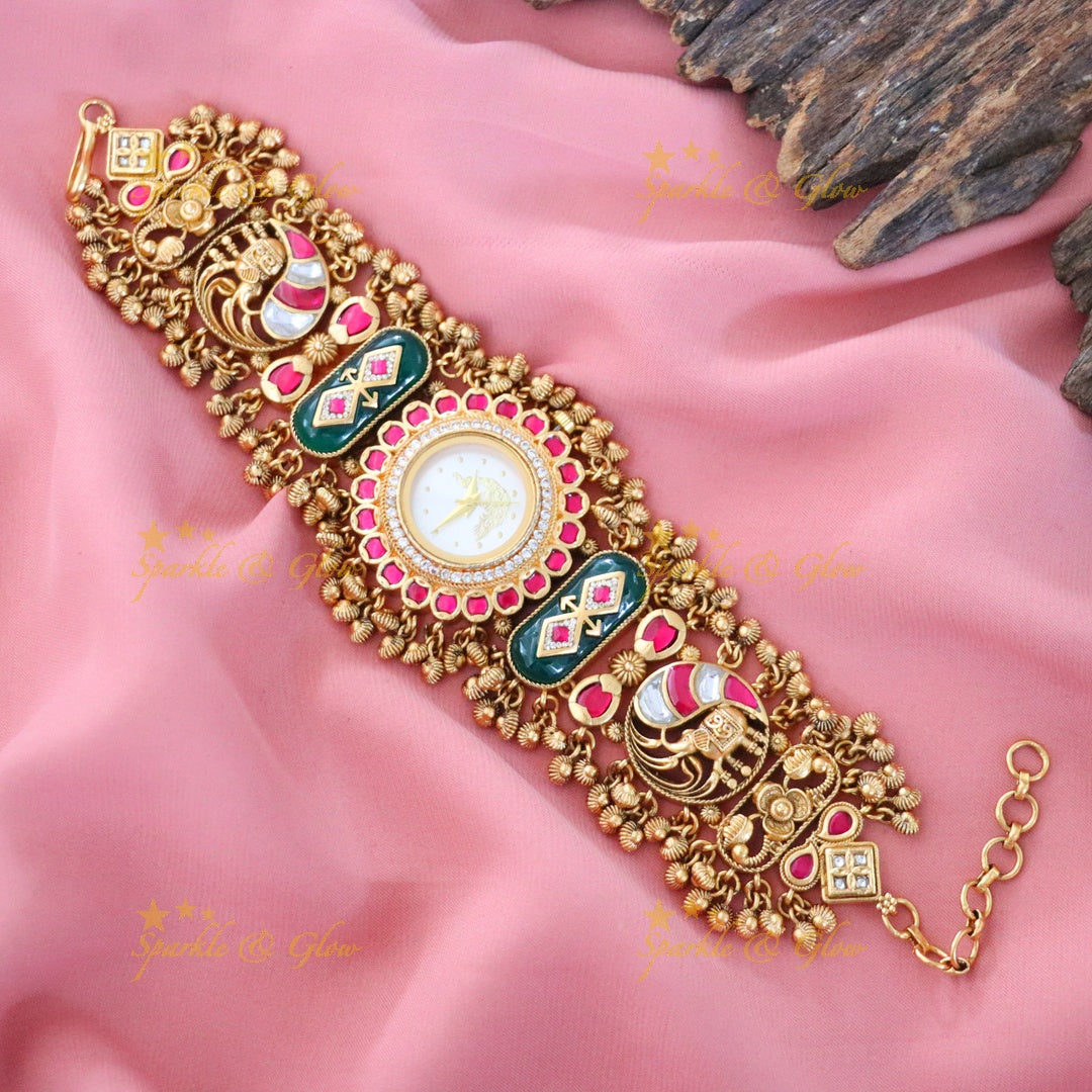 Kashmiri Gold Heritage Watch Bracelet | Elegant Design