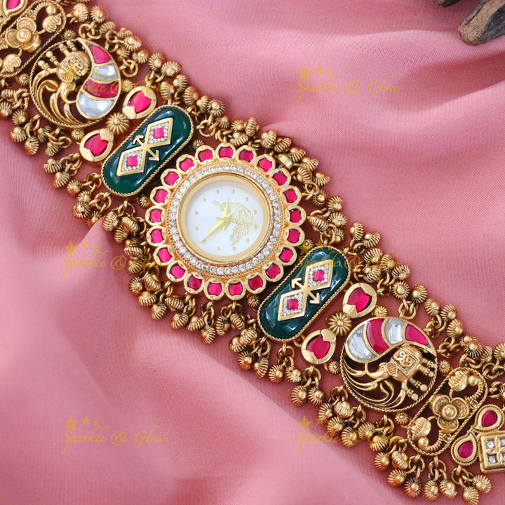 Kashmiri Gold Heritage Watch Bracelet | Elegant Design