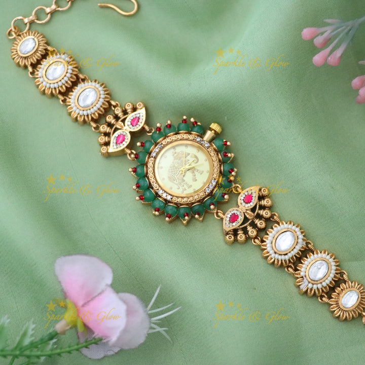 Exquisite Gold-Plated Bridal Watch Bracelet for Weddings