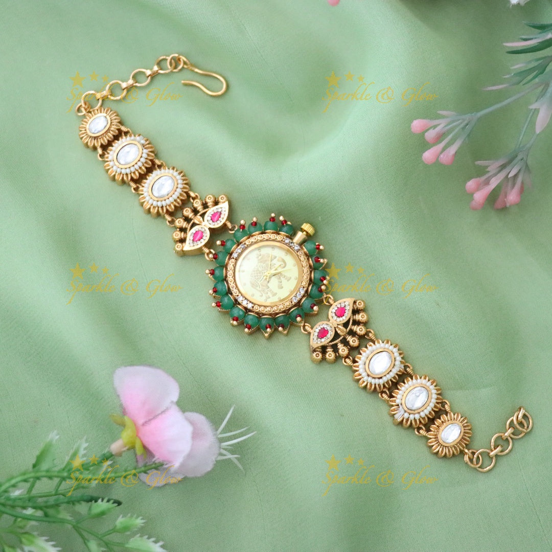 Exquisite Gold-Plated Bridal Watch Bracelet for Weddings