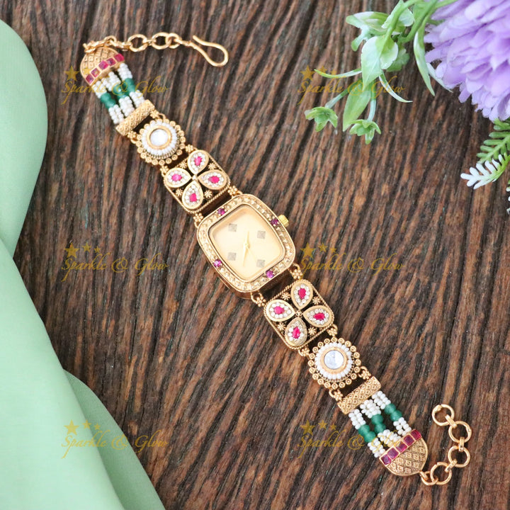 Gold Plated Festive Watch Bracelet - Sparkle & Glow