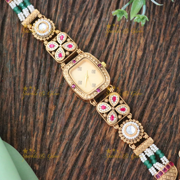 Gold Plated Festive Watch Bracelet - Sparkle & Glow