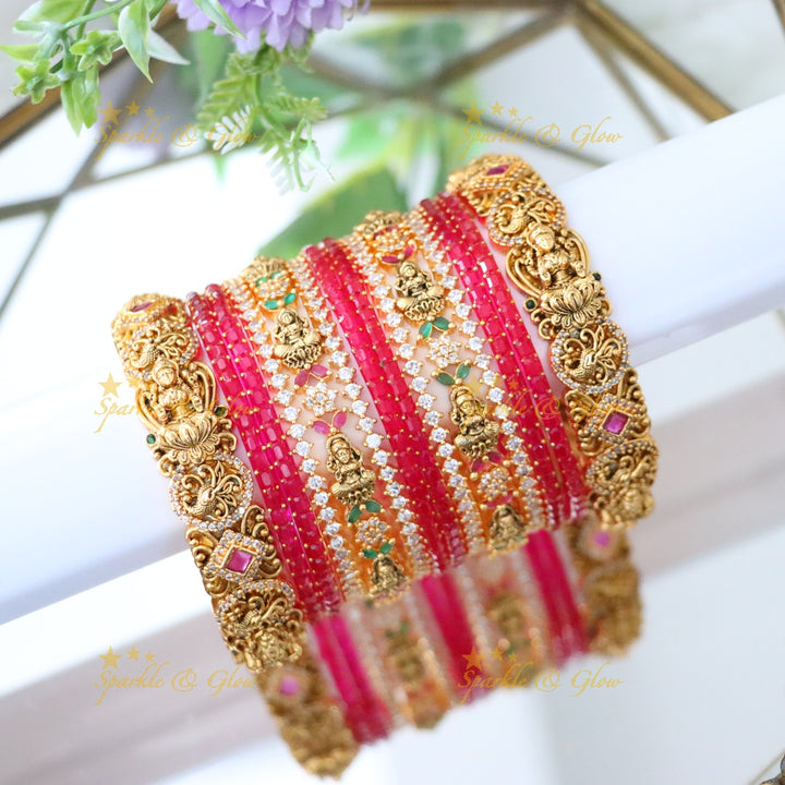 Lakshmi Floral Kemp Bangle Set – Divine Elegance