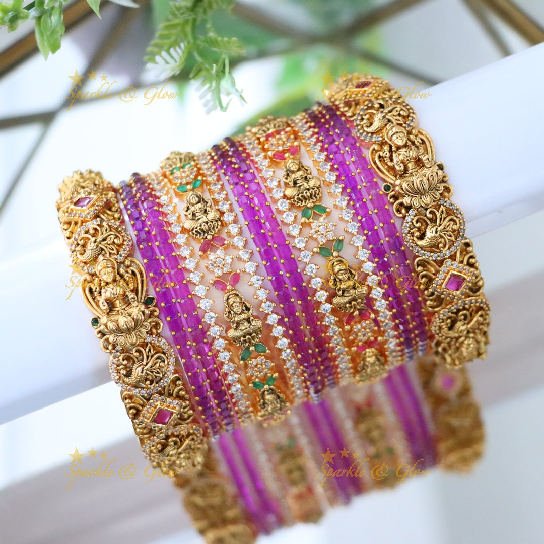 Lakshmi Floral Kemp Bangle Set – Divine Elegance