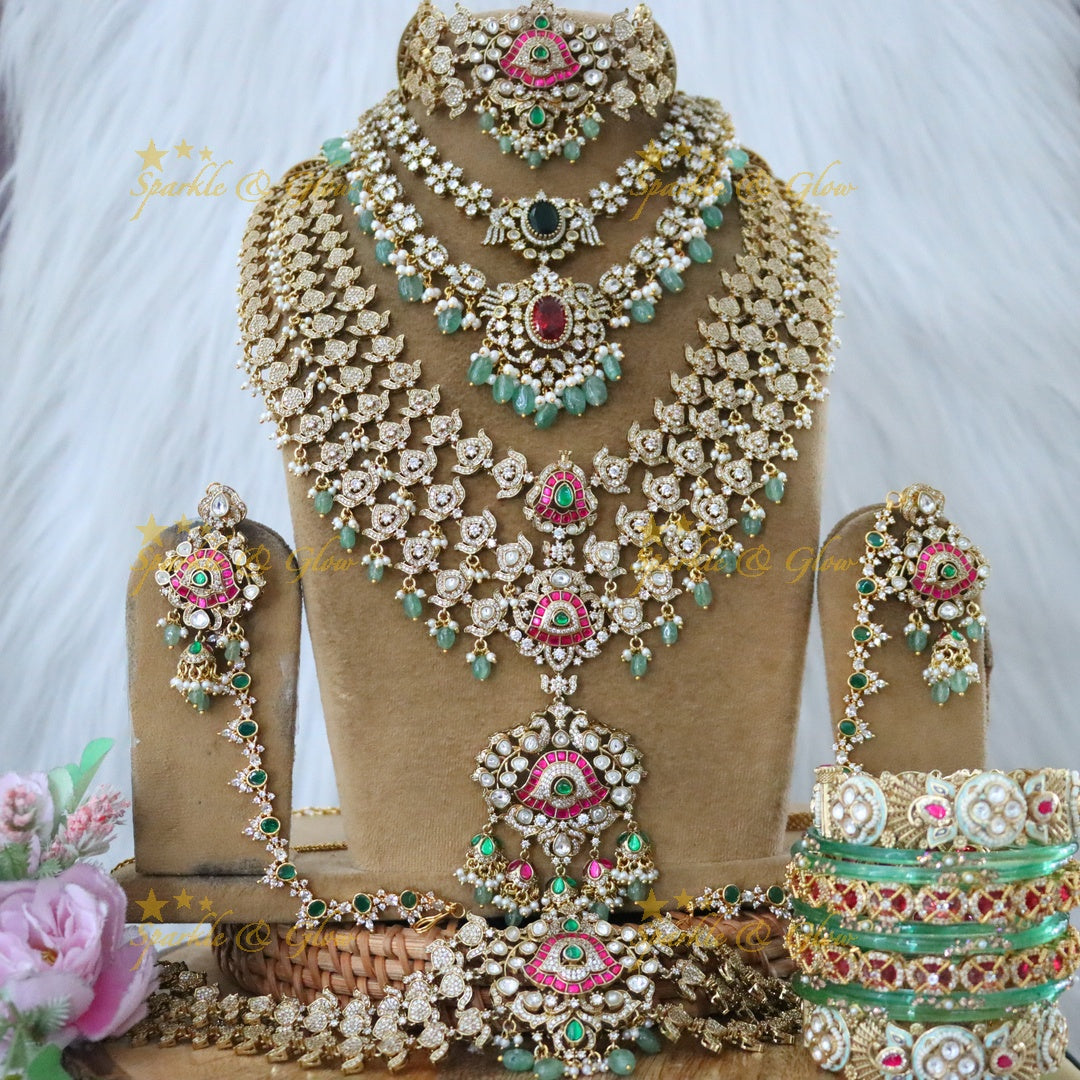 Exquisite Victorian Bridal Peacock Necklace Set