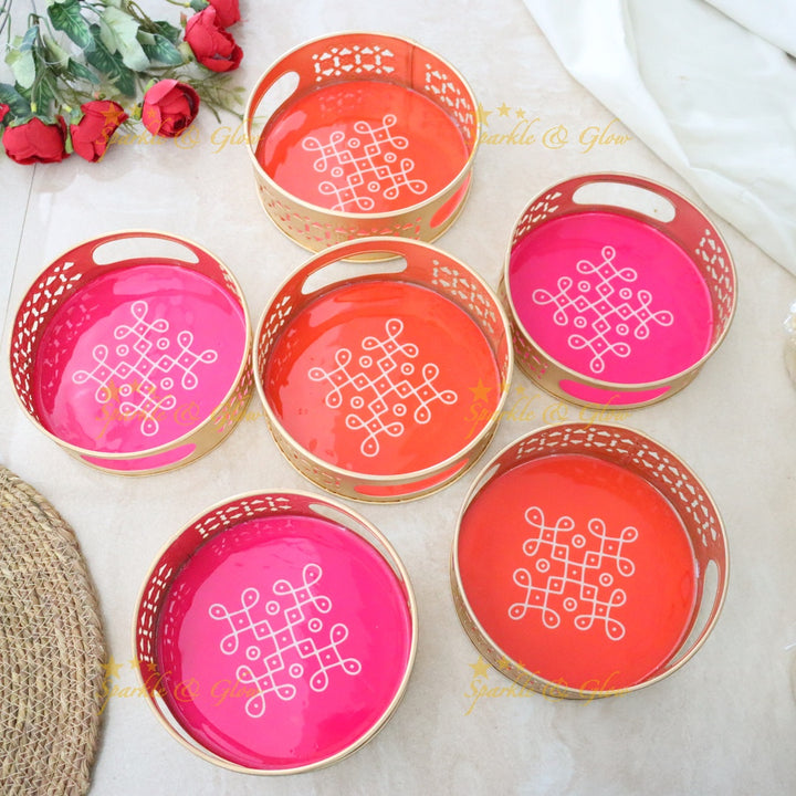 Elegant Festive Pink & Gold Tray for Luxurious Gifting