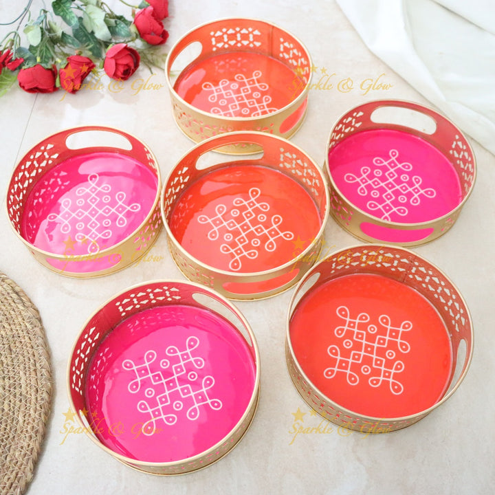 Elegant Festive Pink & Gold Tray for Luxurious Gifting