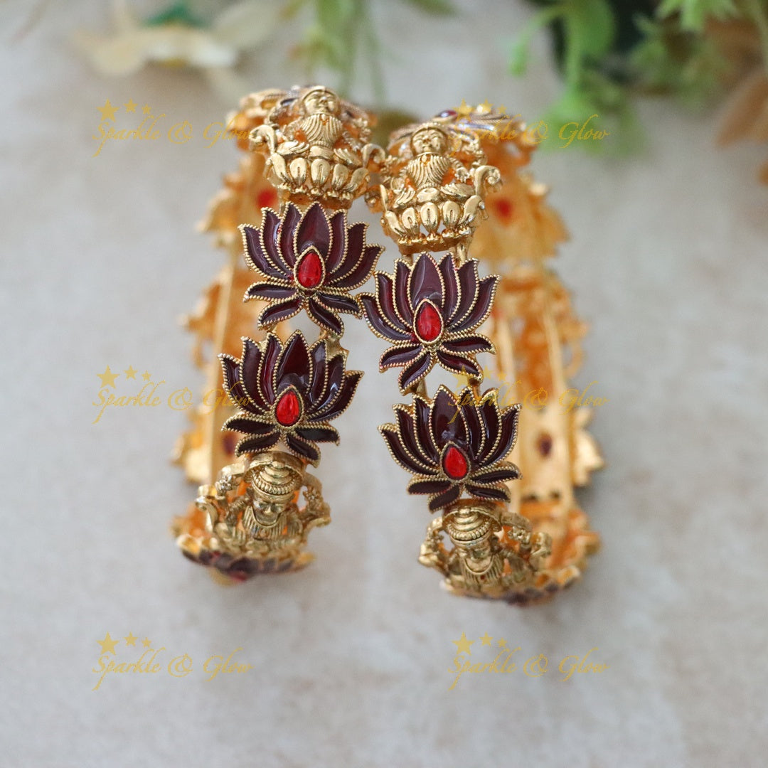 Exquisite Lakshmi Lotus Bangle - Premium Imitation Jewelry