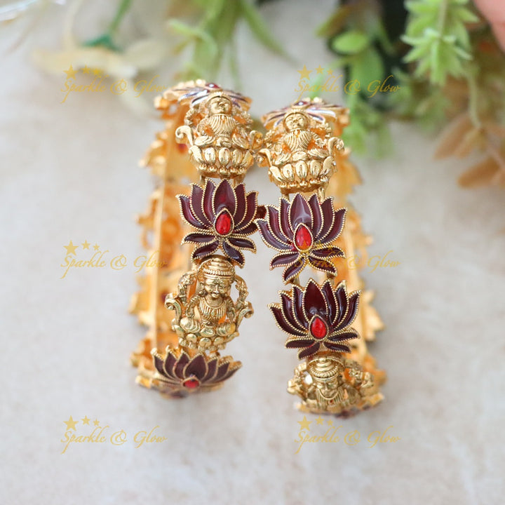 Exquisite Lakshmi Lotus Bangle - Premium Imitation Jewelry