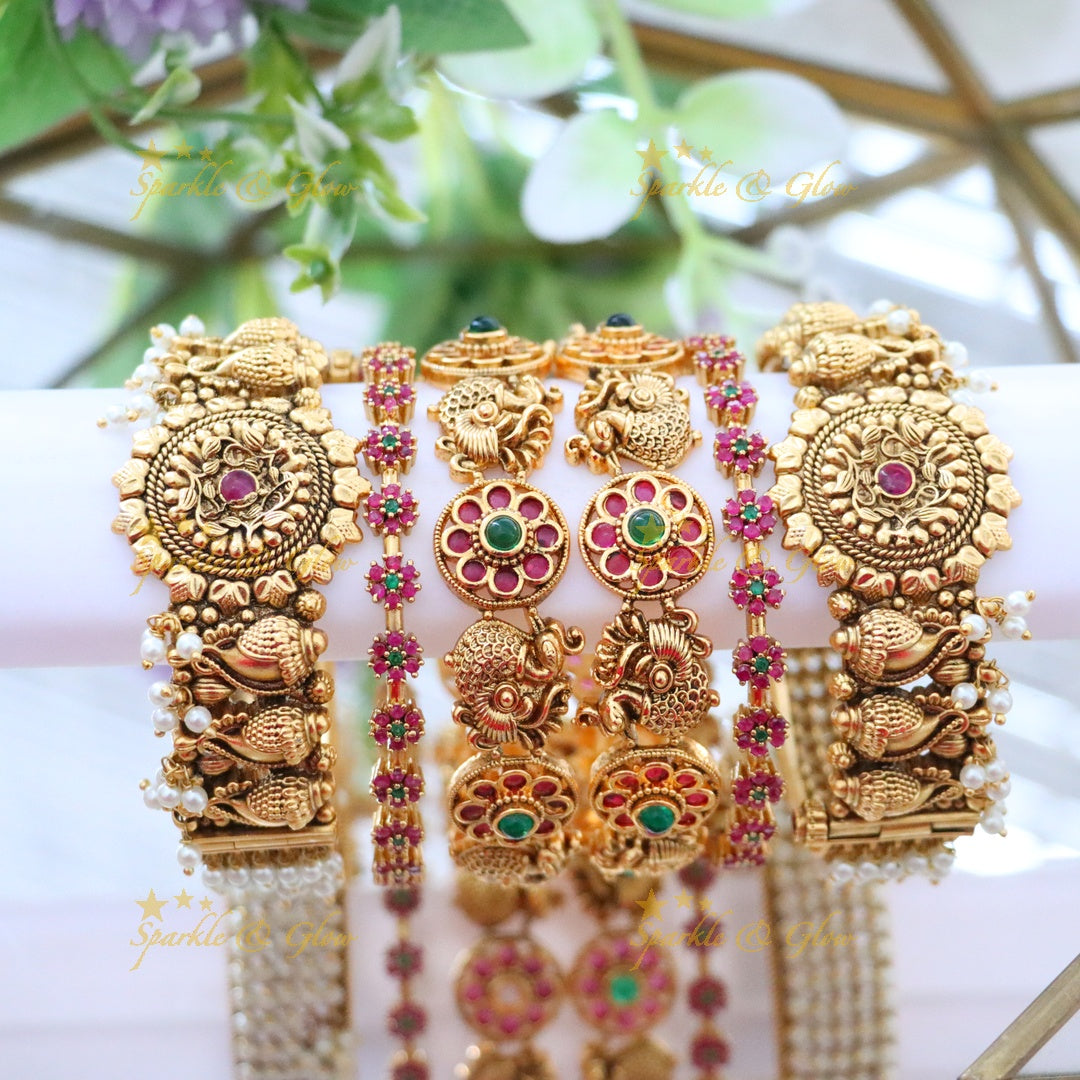 Exquisite Kemp Peacock Bridal Bangle Set