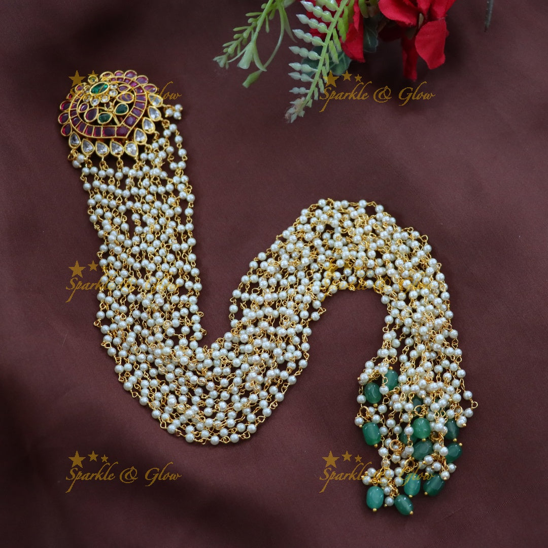Graceful Gold Pearl Jada Billa for Brides