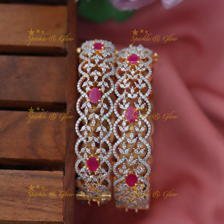 Charming Green & Diamond Bangles for Festive Wear
