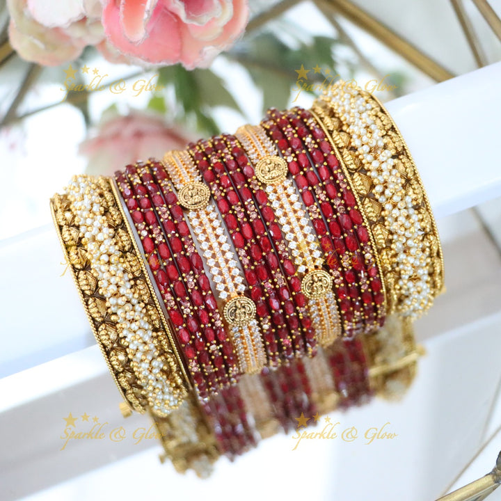 Exquisite Lakshmi Floral Bridal Bangles Set