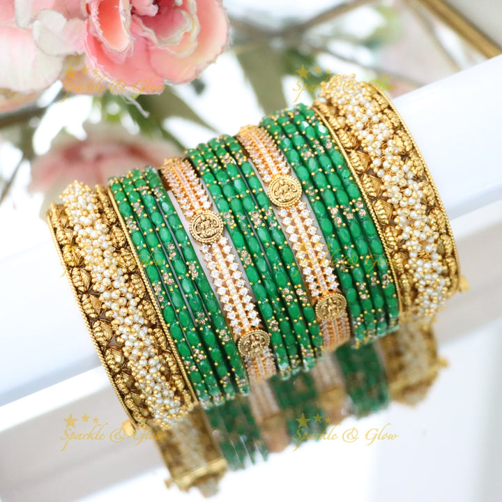Exquisite Lakshmi Floral Bridal Bangles Set
