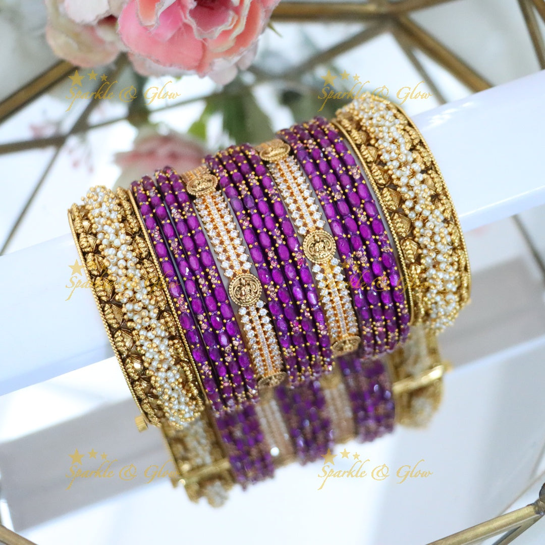 Exquisite Lakshmi Floral Bridal Bangles Set