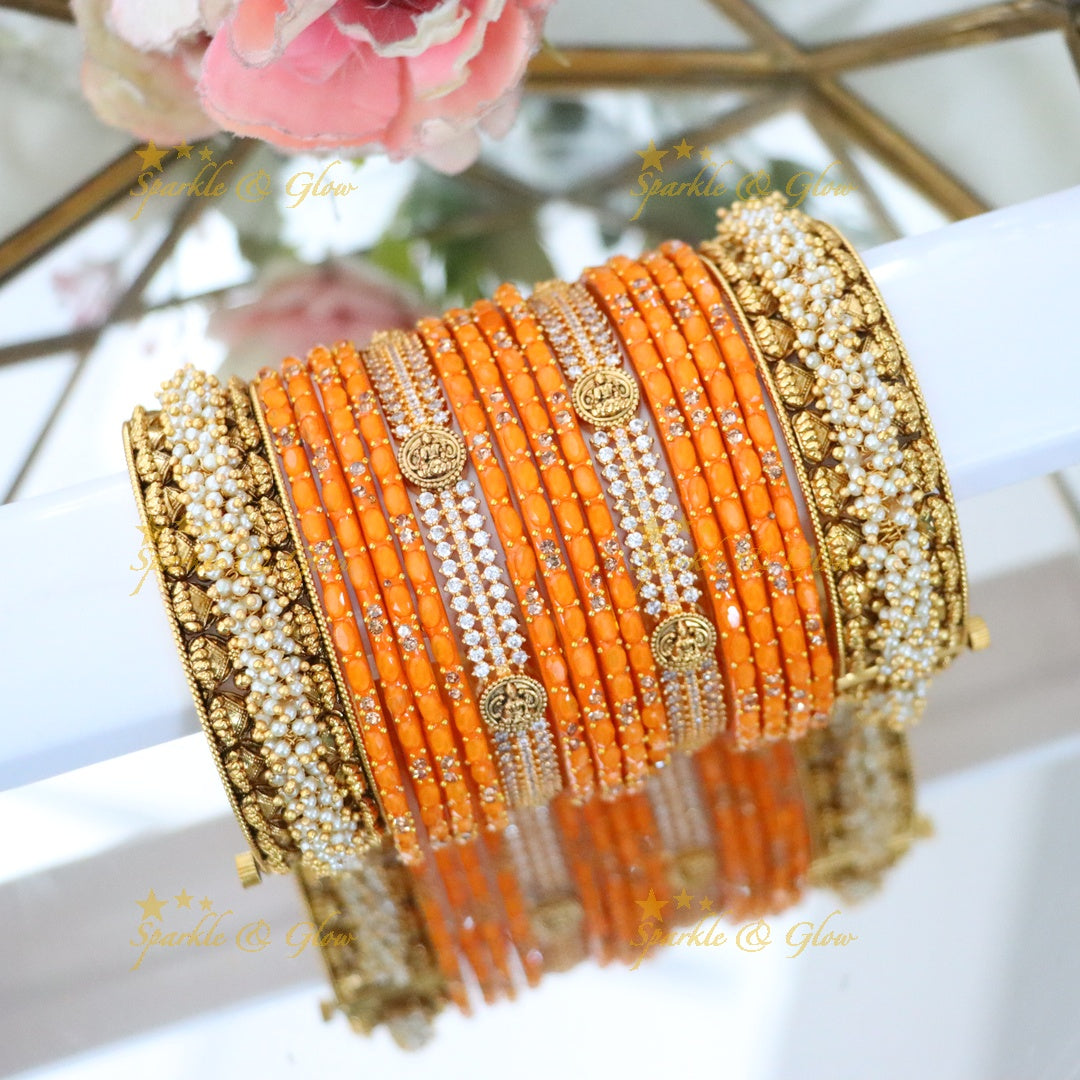 Exquisite Lakshmi Floral Bridal Bangles Set