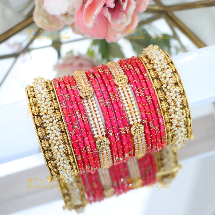 Exquisite Lakshmi Floral Bridal Bangles Set