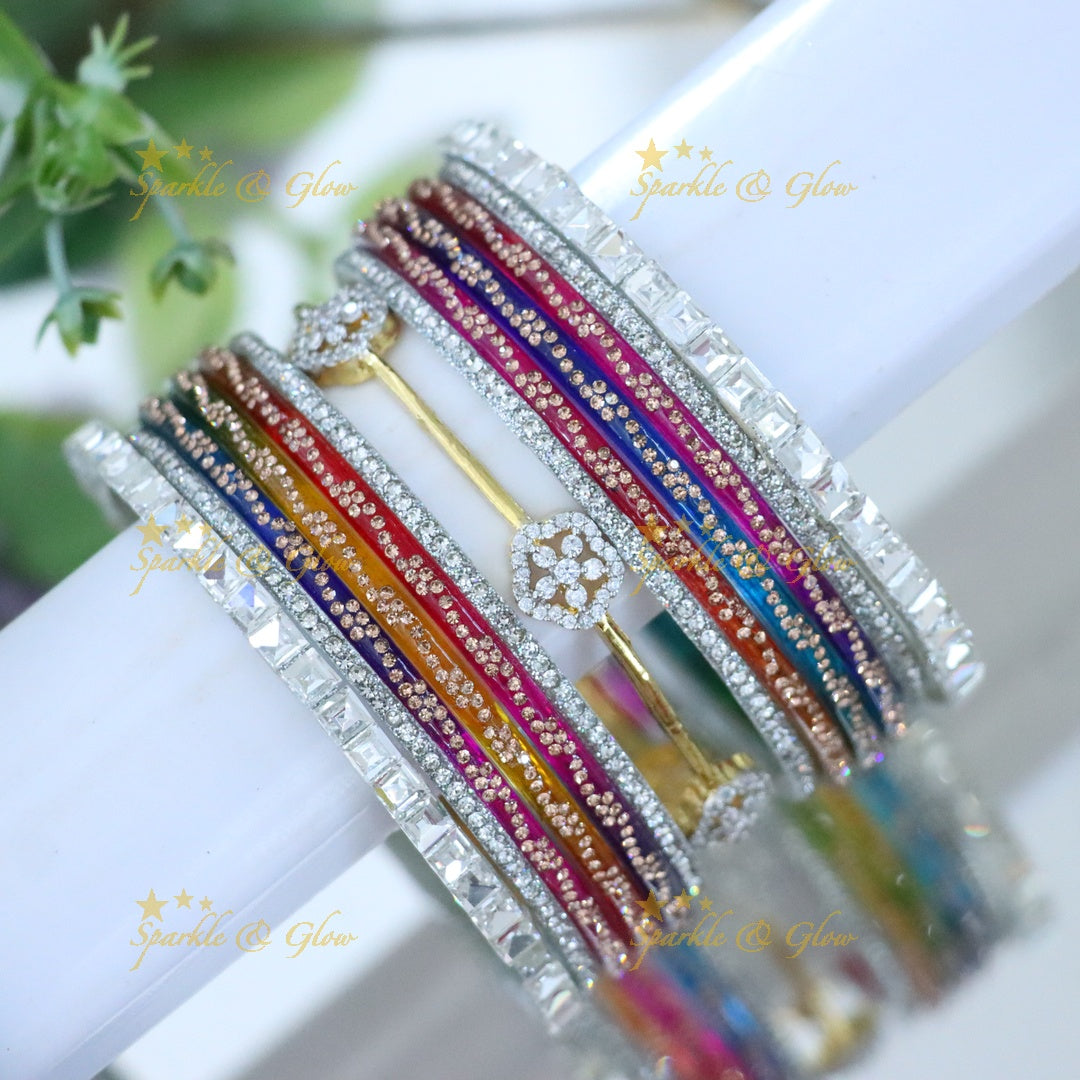 Sparkling AD Stone Bangles for Bridal Elegance