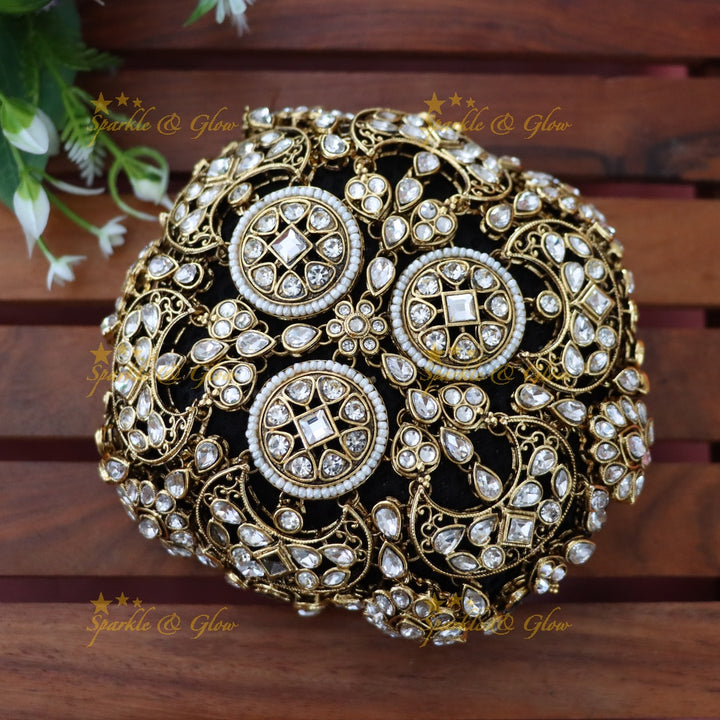 Exquisite Gold & Crystal Hair Bun Accessory for Brides