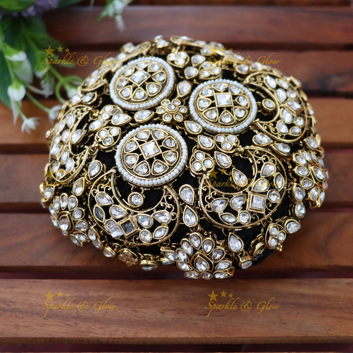 Exquisite Gold & Crystal Hair Bun Accessory for Brides