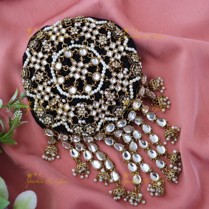 Exquisite Gold Pearl Bridal Hair Bun Ornament