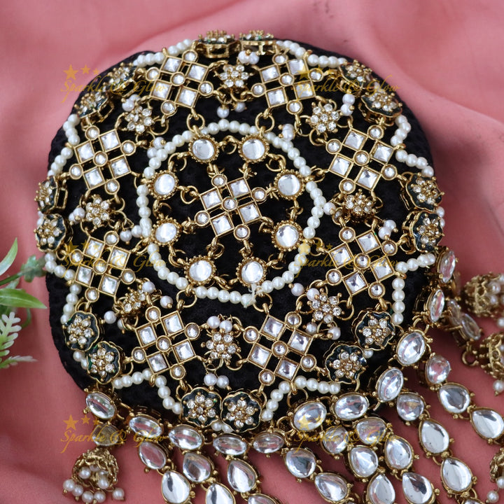 Exquisite Gold Pearl Bridal Hair Bun Ornament