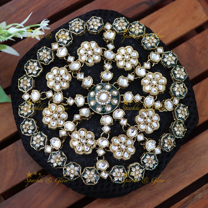 Exquisite Kundan Gold Hair Bun for Wedding Elegance