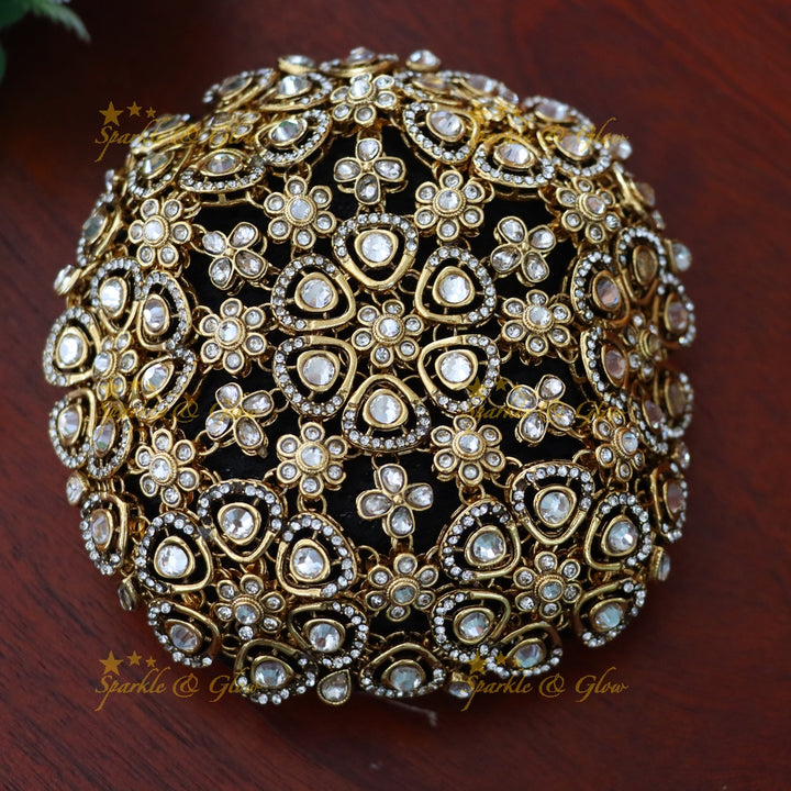 Luxurious Gold Floral Hair Bun for Festive Weddings