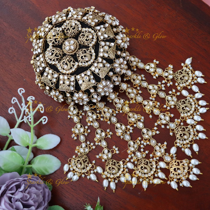 Elegant Gold Pearl Hair Bun Jewelry for Weddings