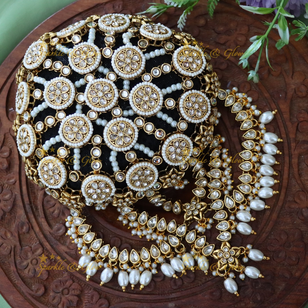 Stunning Gold Pearl Hair Bun Accessory for Wedding Elegance