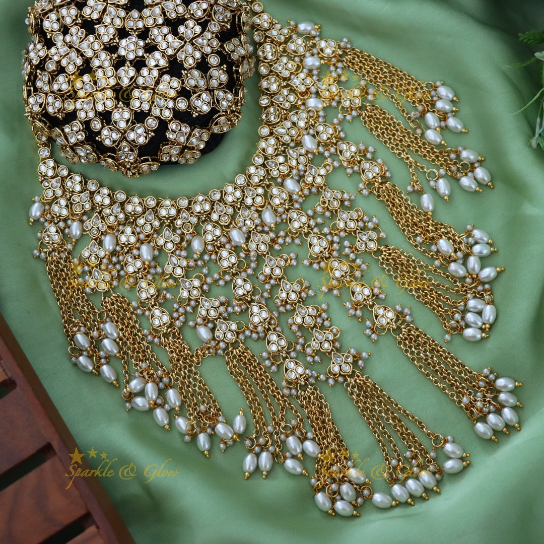 Exquisite Gold Pearl Bridal Hair Accessory