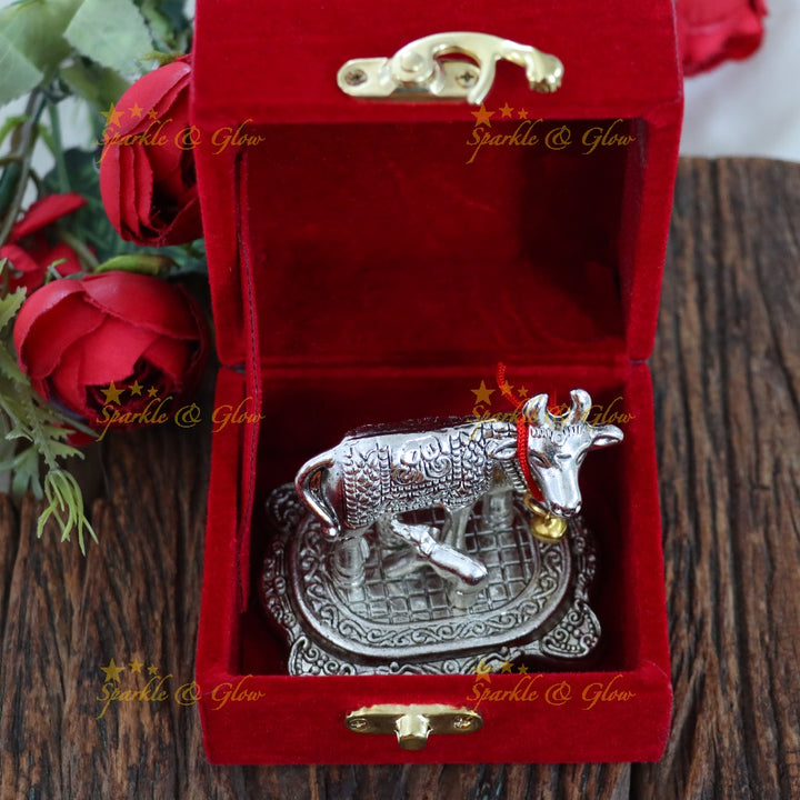 Elegant Silver Cow Idols for Decor & Gifting | Sparkle & Glow