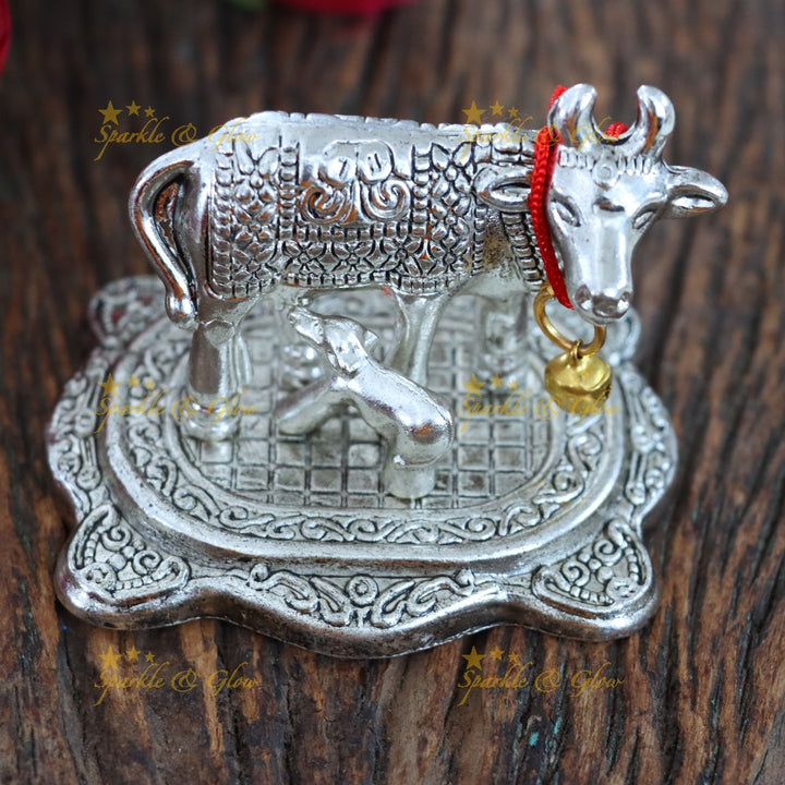 Elegant Silver Cow Idols for Decor & Gifting | Sparkle & Glow