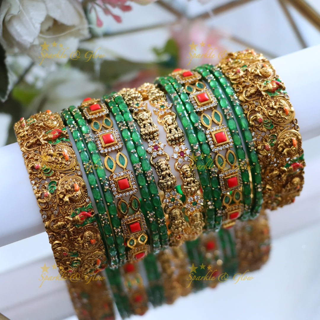 Krishna Themed Bangles with Exquisite Floral Design
