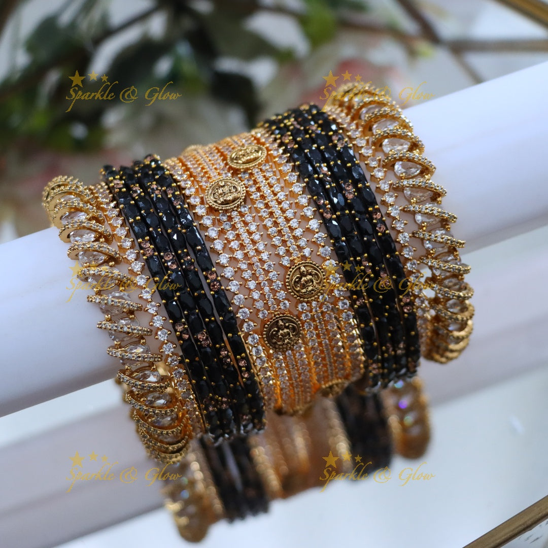 Ornate AD Lakshmi Bridal Bangle Set for Ceremonies