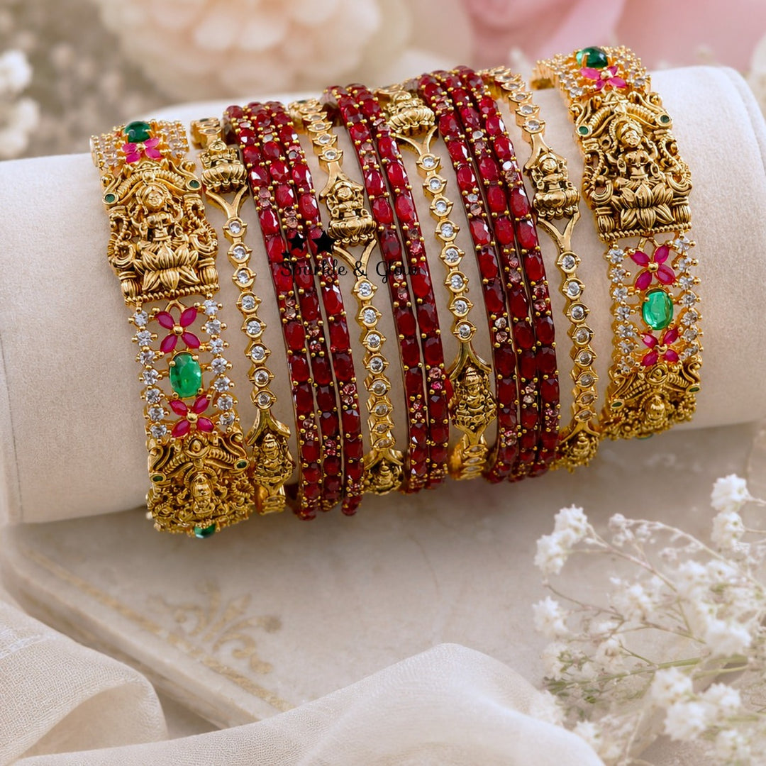Elegant Lakshmi Bridal Bangle Set with Floral Design