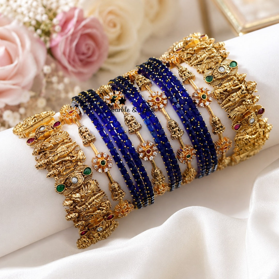 Exquisite Temple Bridal Bangle Set - Rama Parivar Design