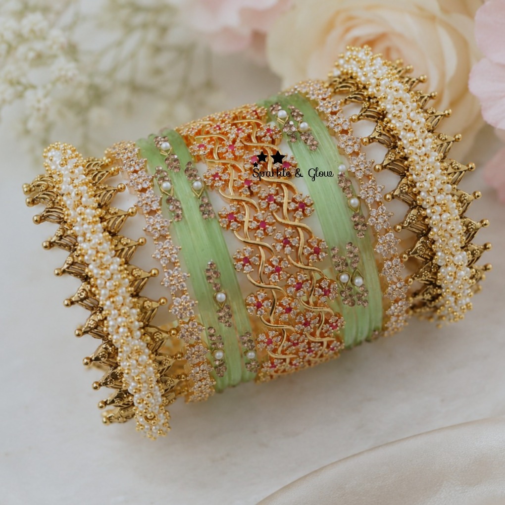 Bridal Floral Bangle Set - Elegant Indian Jewellery
