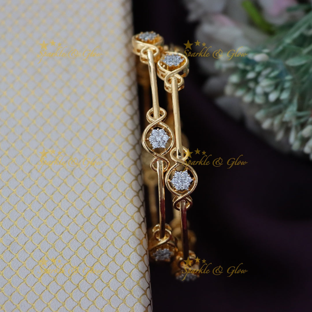 Exquisite Gold Plated American Diamond Bangles