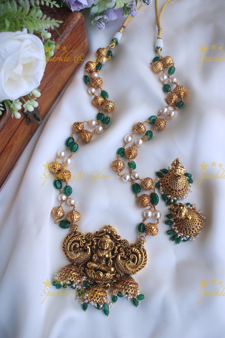 Gold alike Lakshmi pearl chain set